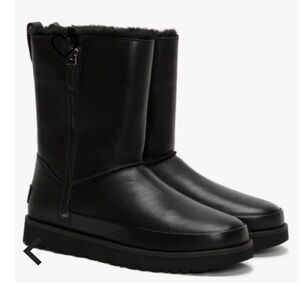 UGG Classic Zip Short Black Leather Boots